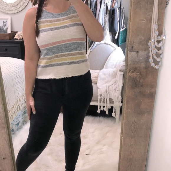 Green Envelope size medium striped cotton top - Picture 2 of 6